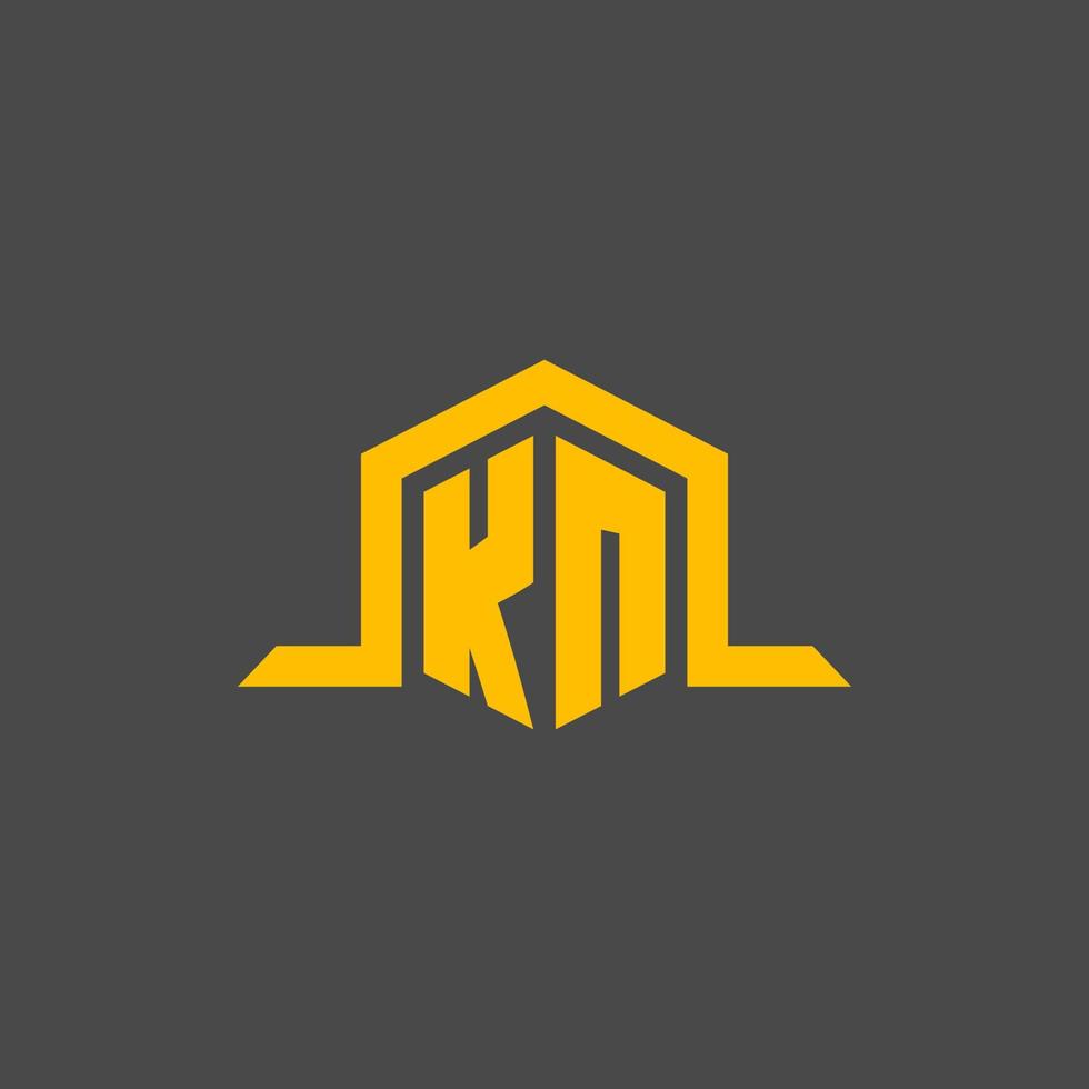 kn logotipo inicial do monograma com design de estilo hexágono vetor