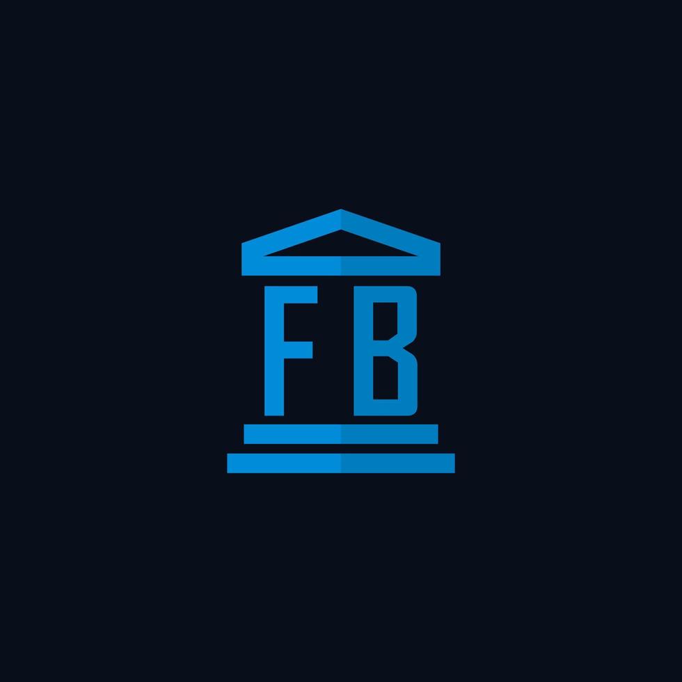 monograma de logotipo inicial fb com vetor de design de ícone de construção de tribunal simples