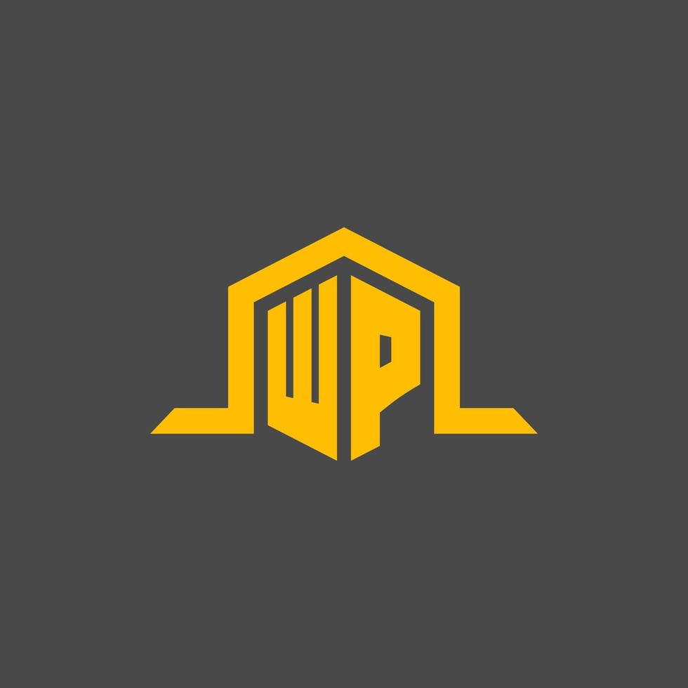 logotipo inicial do monograma wp com design de estilo hexágono vetor