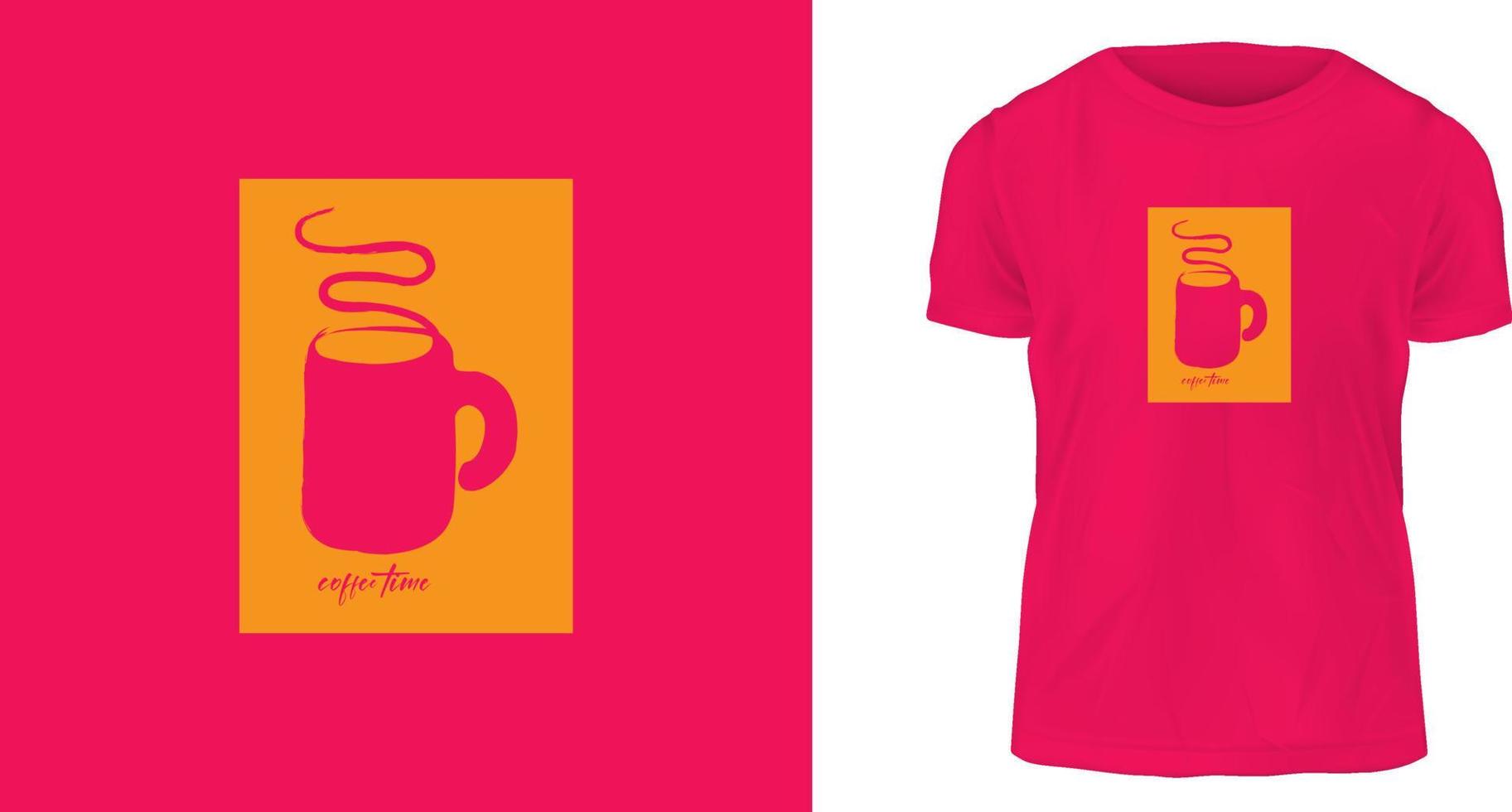 conceito de design de camiseta, hora do café vetor