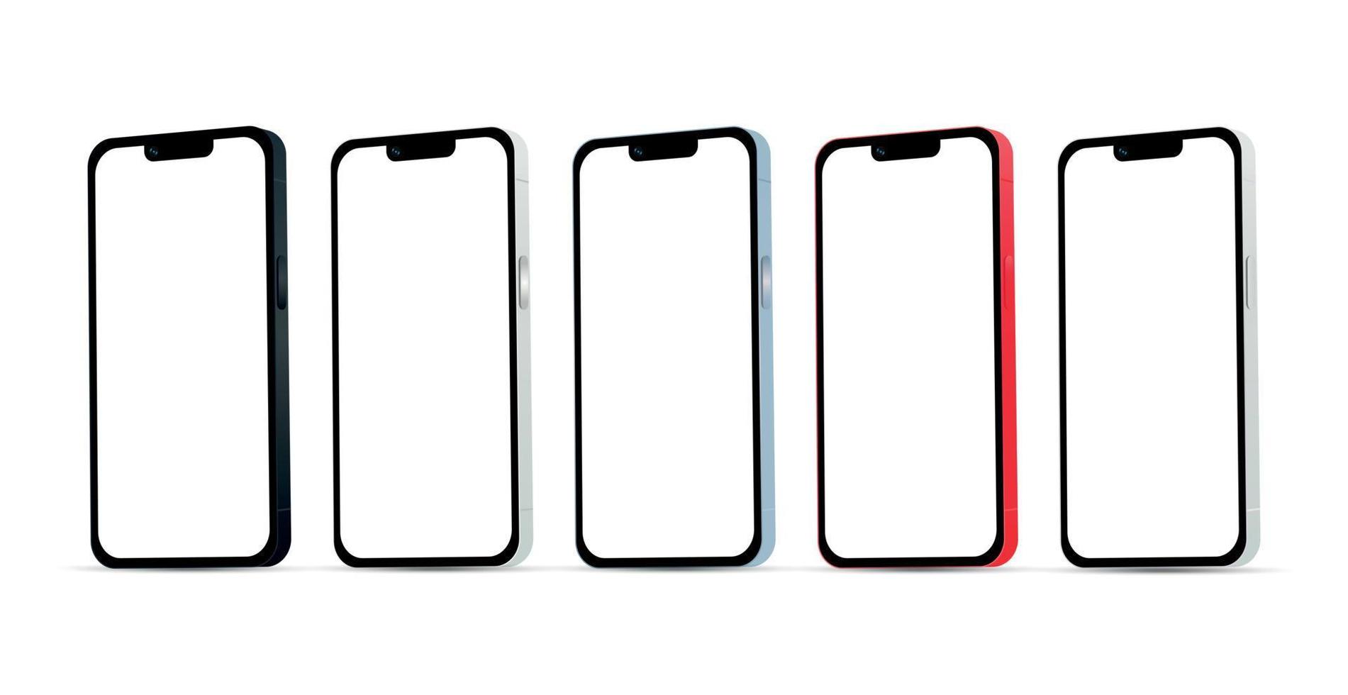 novidade, gadget moderno para smartphone versão 14, conjunto de 5 peças, novas cores originais, modelo para web design em um fundo branco - vetor