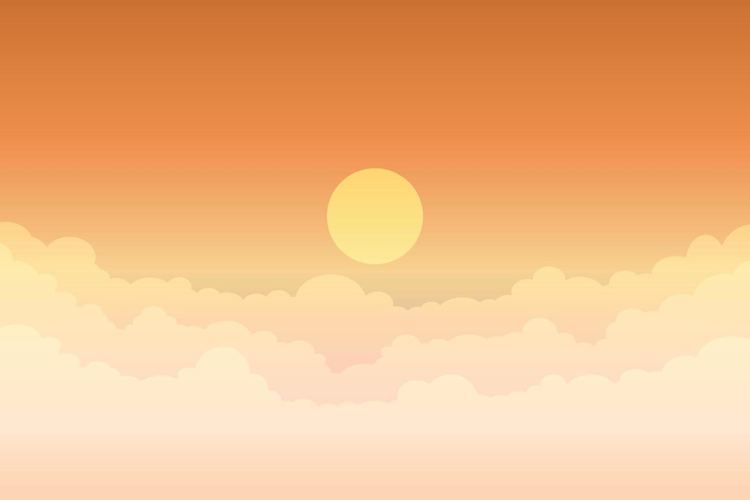 pôr do sol nublado no céu laranja vetor