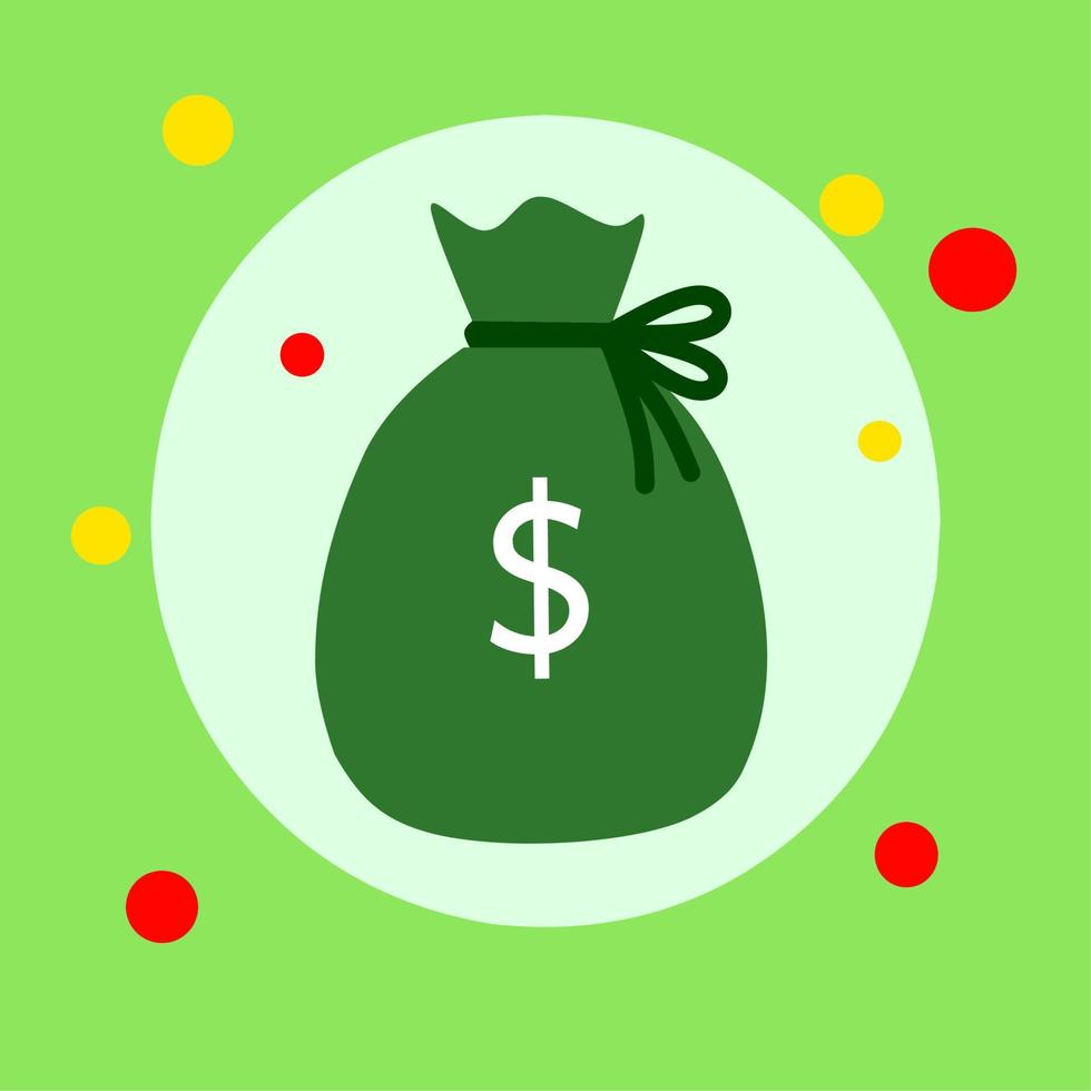 saco de dinheiro verde com design de conceito plano de símbolo de dólar vetor