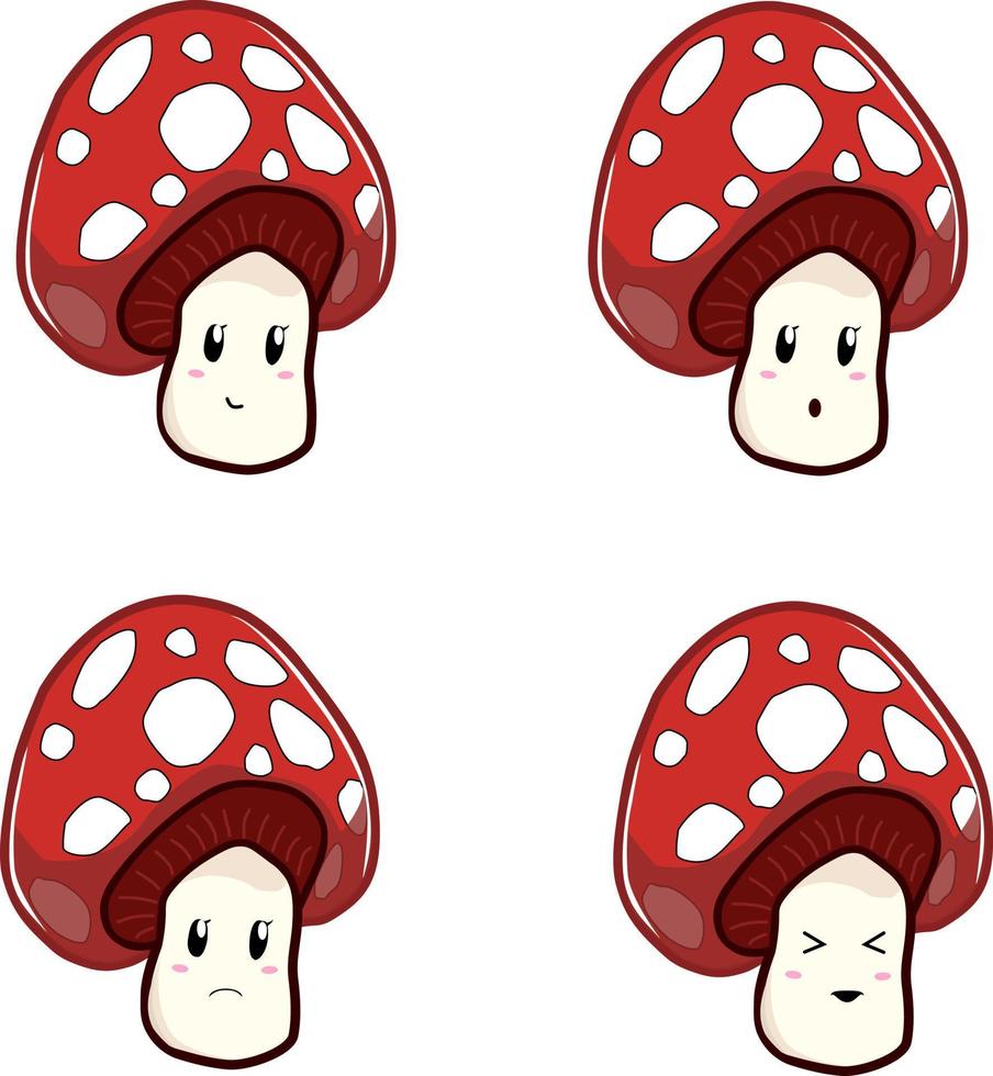 conjunto de emoji de cogumelo fofo isolado no fundo branco vetor