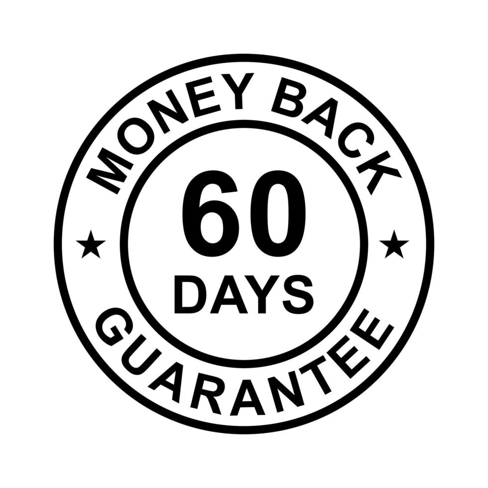 Vetor de ícone de garantia de devolução do dinheiro de 60 dias para design gráfico, logotipo, site, mídia social, aplicativo móvel, ilustração de interface do usuário