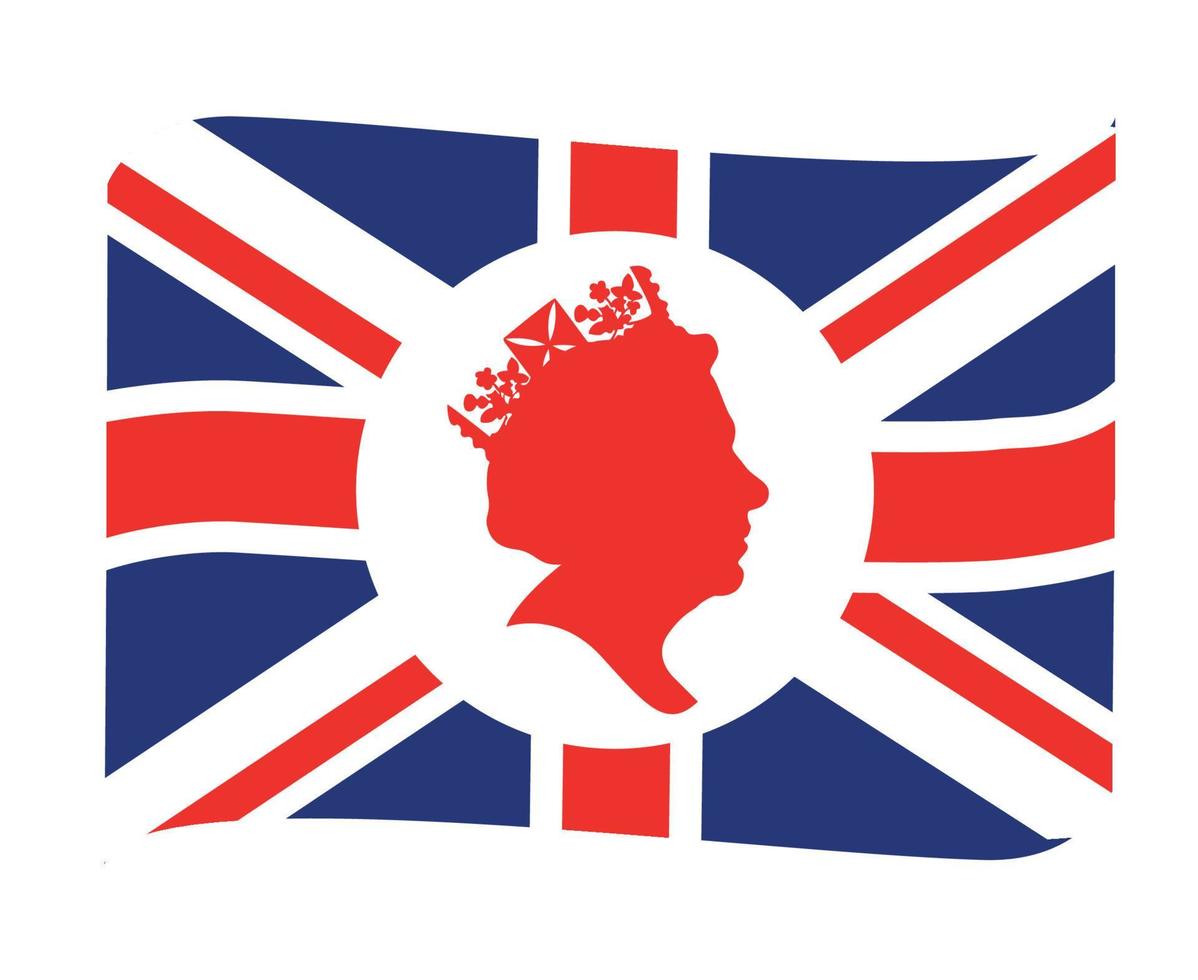 rainha elizabeth rosto branco e vermelho britânico reino unido bandeira nacional europa emblema fita ícone ilustração vetorial elemento de design abstrato vetor