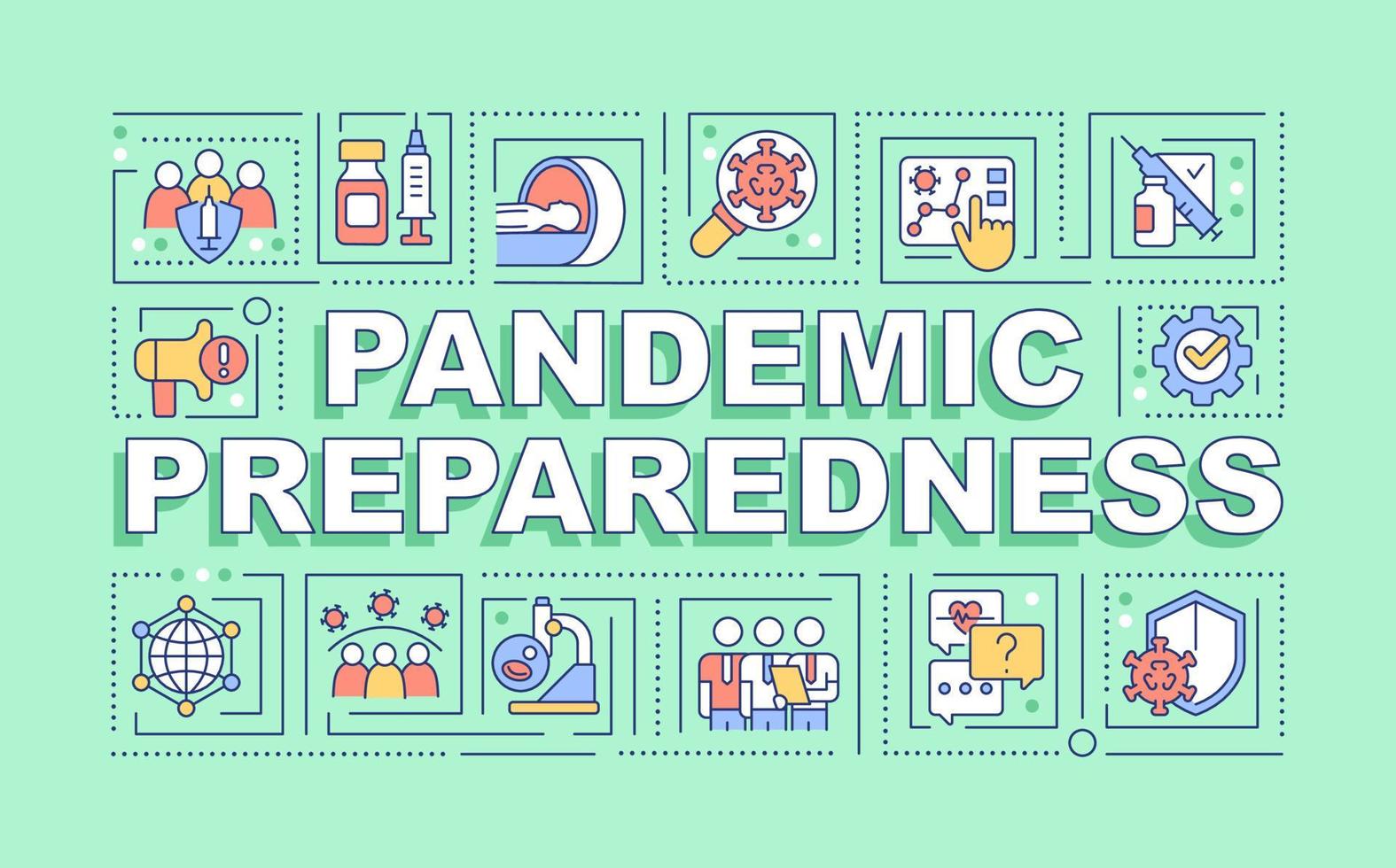 bandeira verde de conceitos de palavra de preparação pandêmica. vírus da luta. infográficos com ícones editáveis na cor de fundo. tipografia isolada. ilustração vetorial com texto. vetor