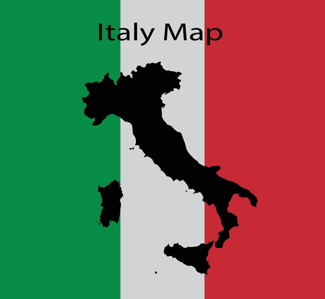 ilustração vetorial de mapa da itália no fundo da bandeira nacional vetor