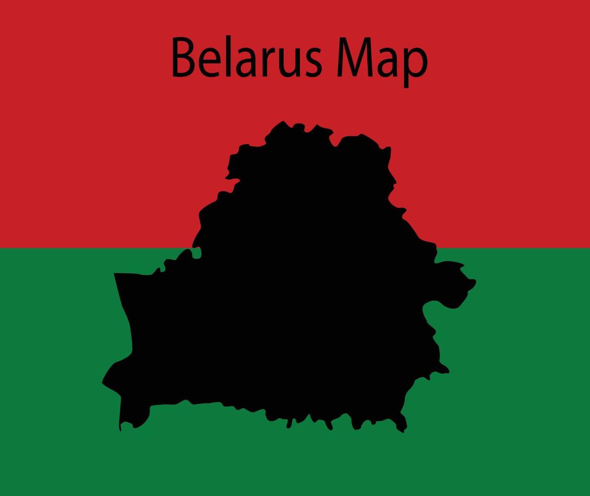 ilustração vetorial de mapa da bielorrússia no fundo da bandeira nacional vetor