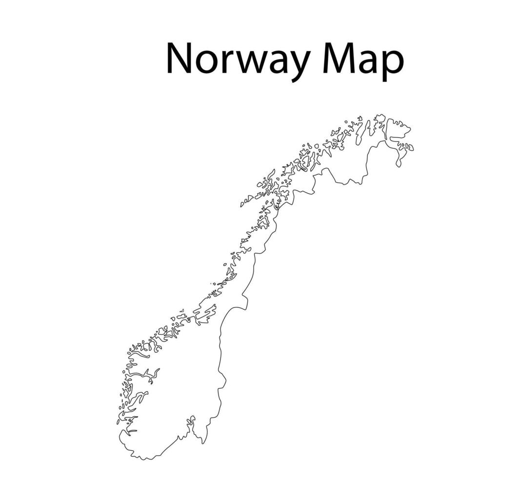 ilustração vetorial de contorno do mapa da noruega em fundo branco vetor