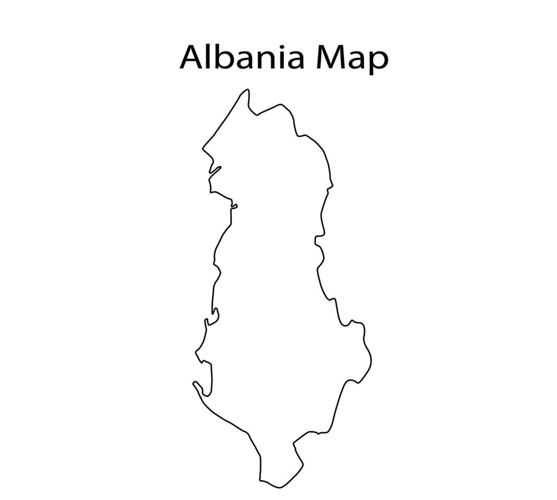 ilustração vetorial de contorno de mapa da albânia em fundo branco vetor