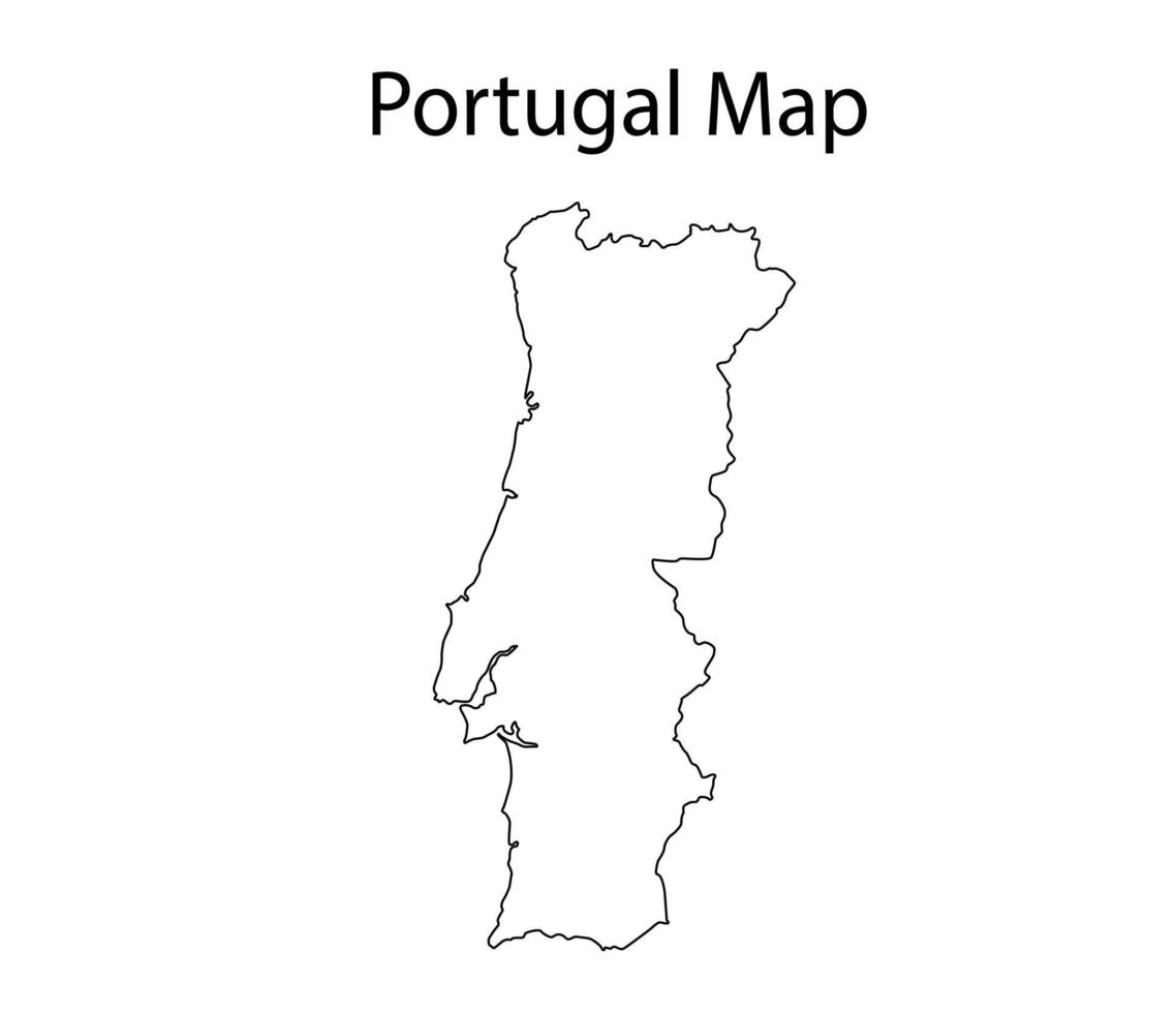 ilustração em vetor de contorno de mapa de portugal em fundo branco