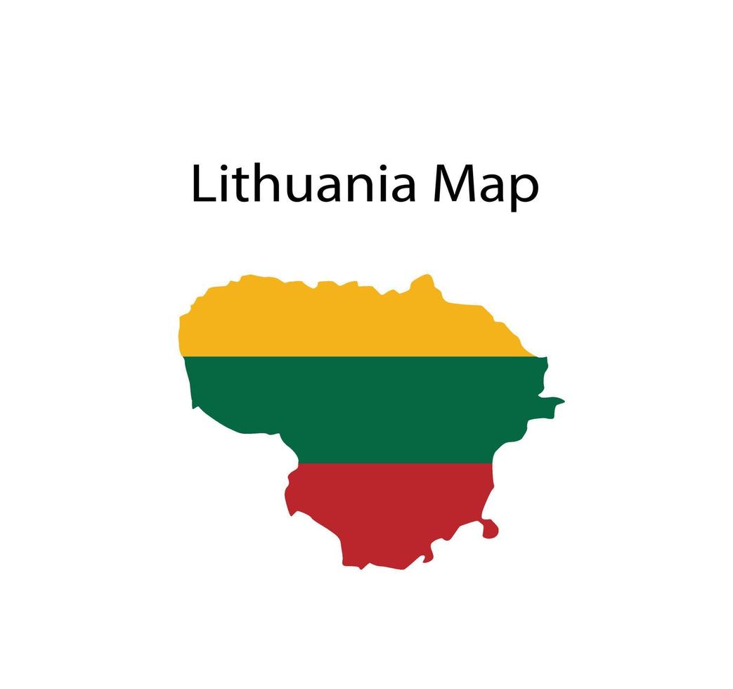 ilustração vetorial de mapa da Lituânia no fundo da bandeira nacional vetor