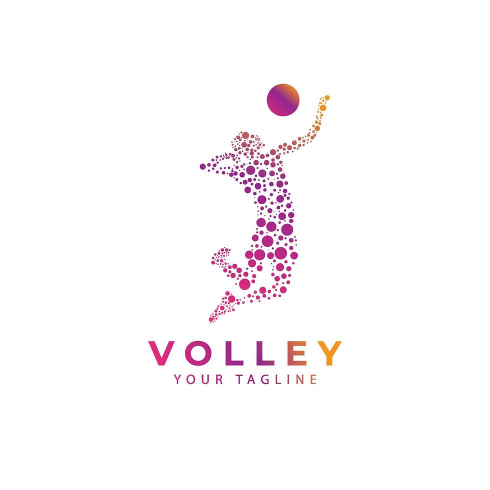 logotipo de vetor de vôlei jogador de vôlei pular quebra ilustração de design de símbolo