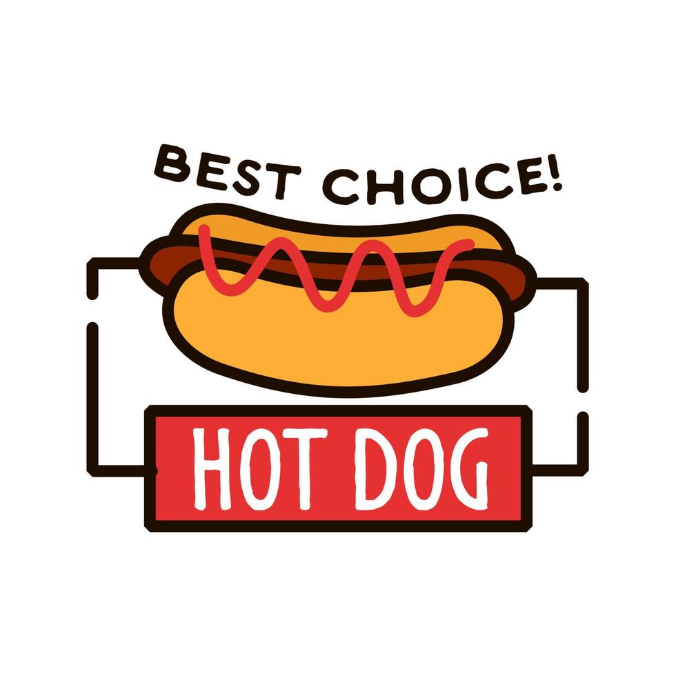 distintivo retrô de loja de cachorro-quente para design de fast food vetor