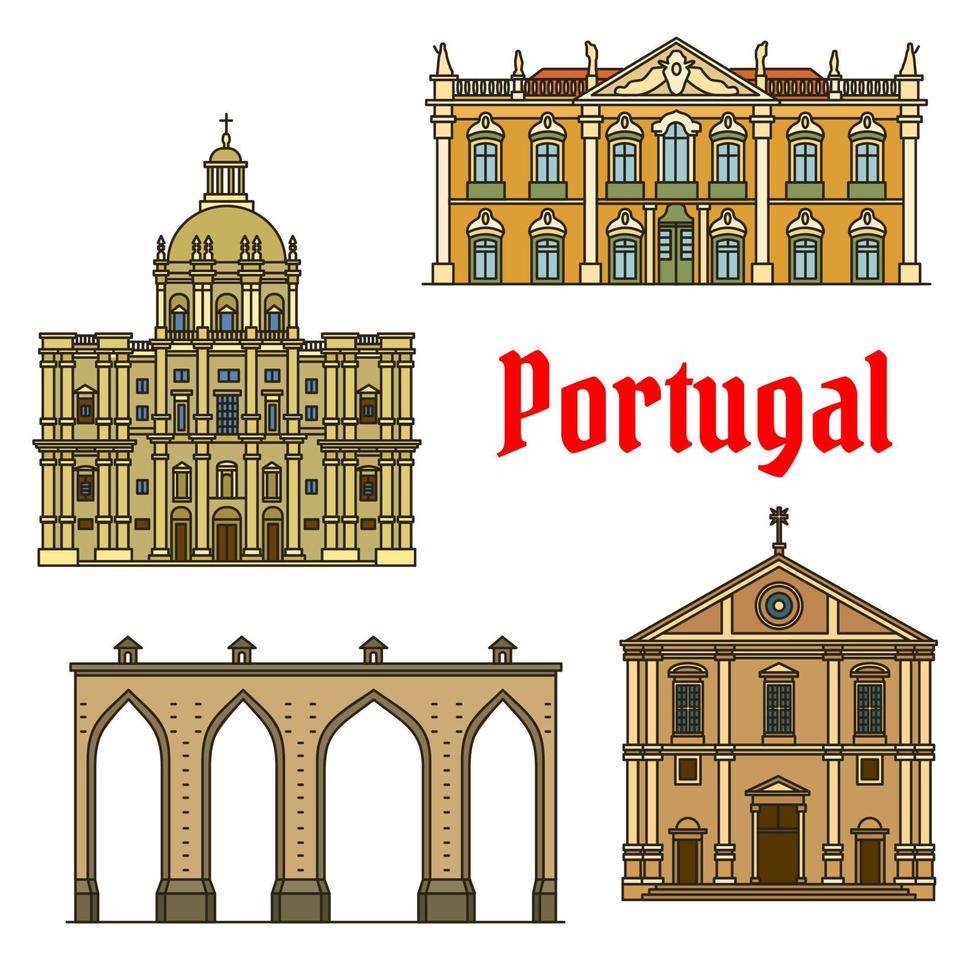 edifícios históricos e pontos turísticos de portugal vetor