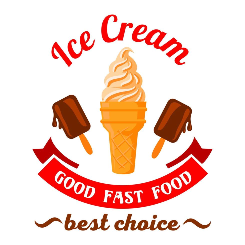 símbolo de desenho animado de sobremesas de fast food com sorvete vetor