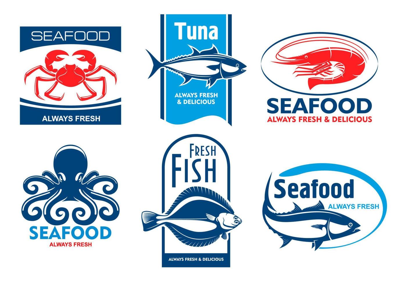 restaurante de frutos do mar e ícones de produtos vetor