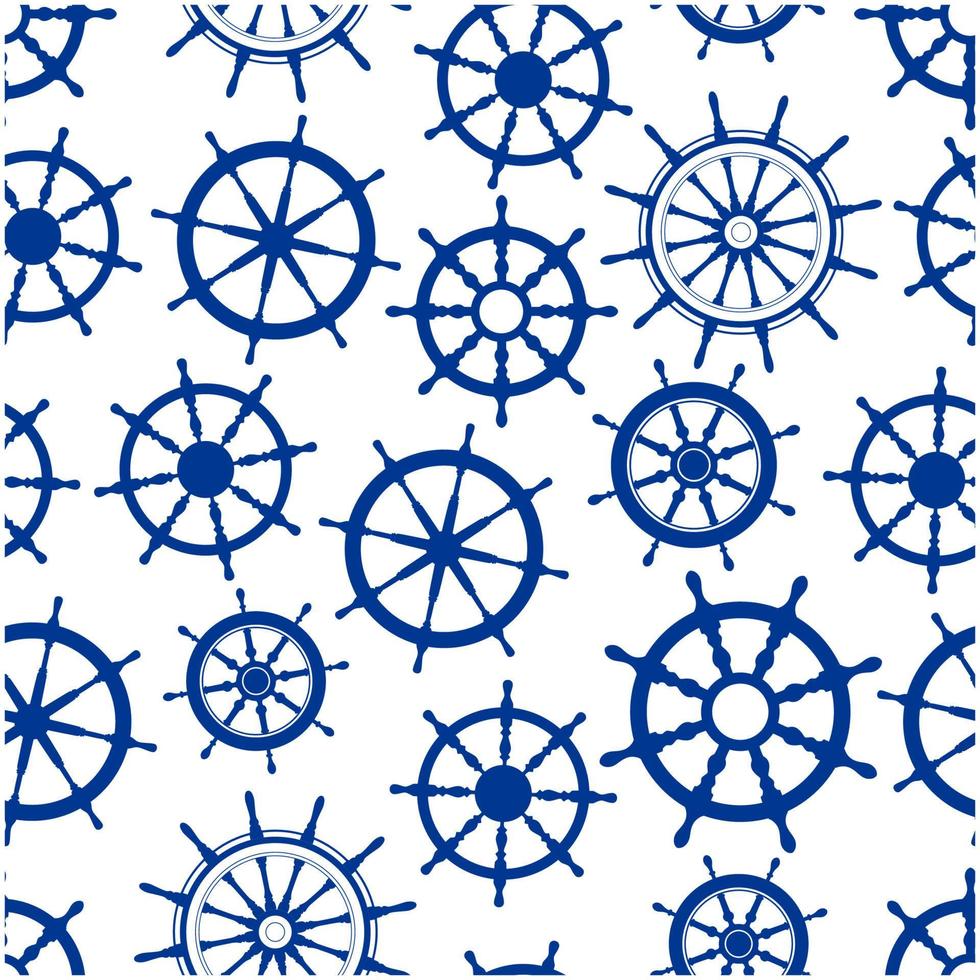 padrão sem costura de leme de veleiros azul vetor
