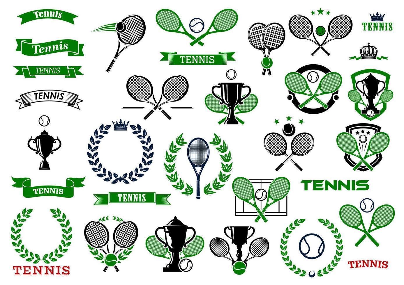 ícones e símbolos do jogo de esporte de tênis vetor
