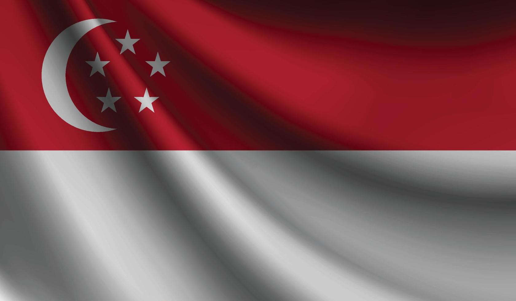 bandeira de singapura acenando fundo para design patriótico e nacional vetor