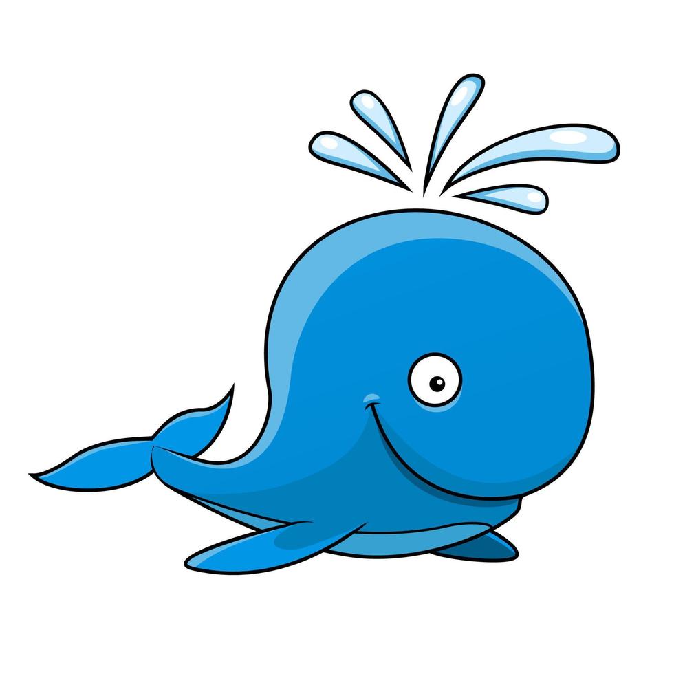 feliz pequena baleia azul dos desenhos animados vetor