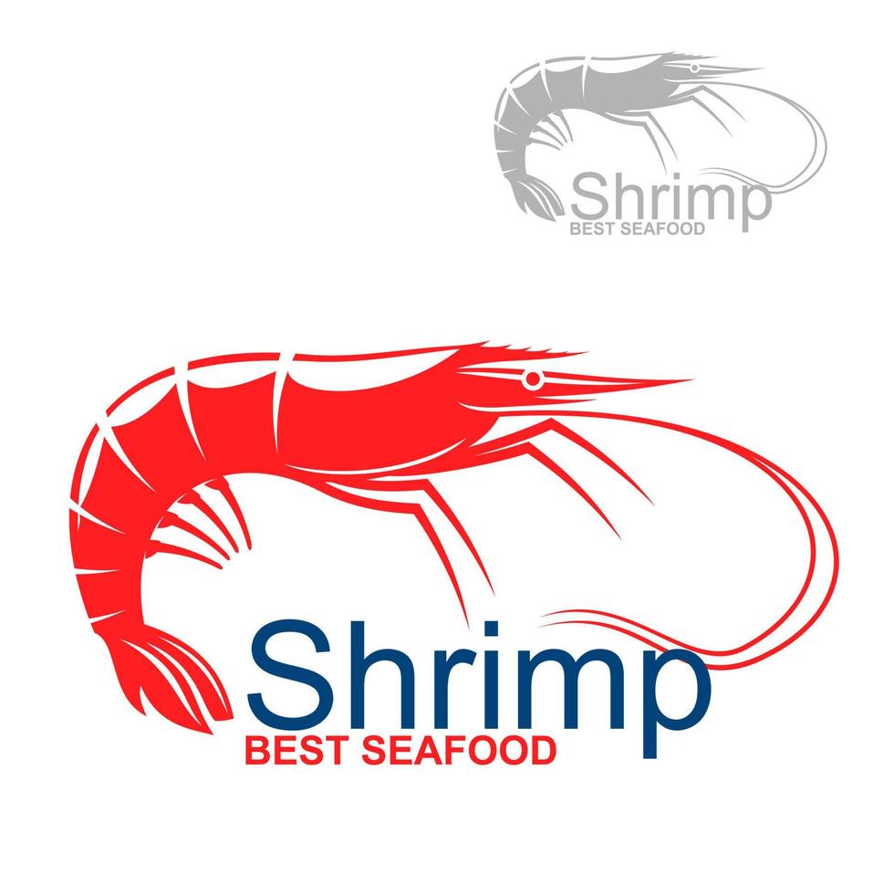 emblema de camarão vermelho marinho para design de mercado de peixe vetor