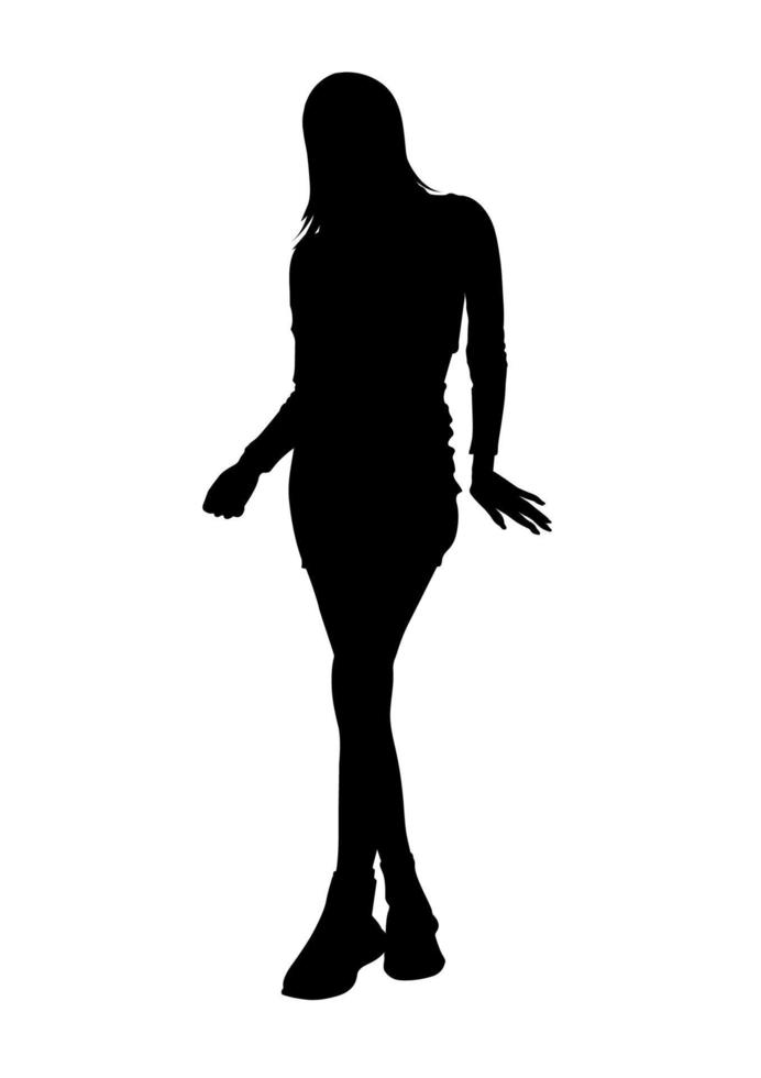 imagem desenho silhueta mulher em pé com fundo branco vetor