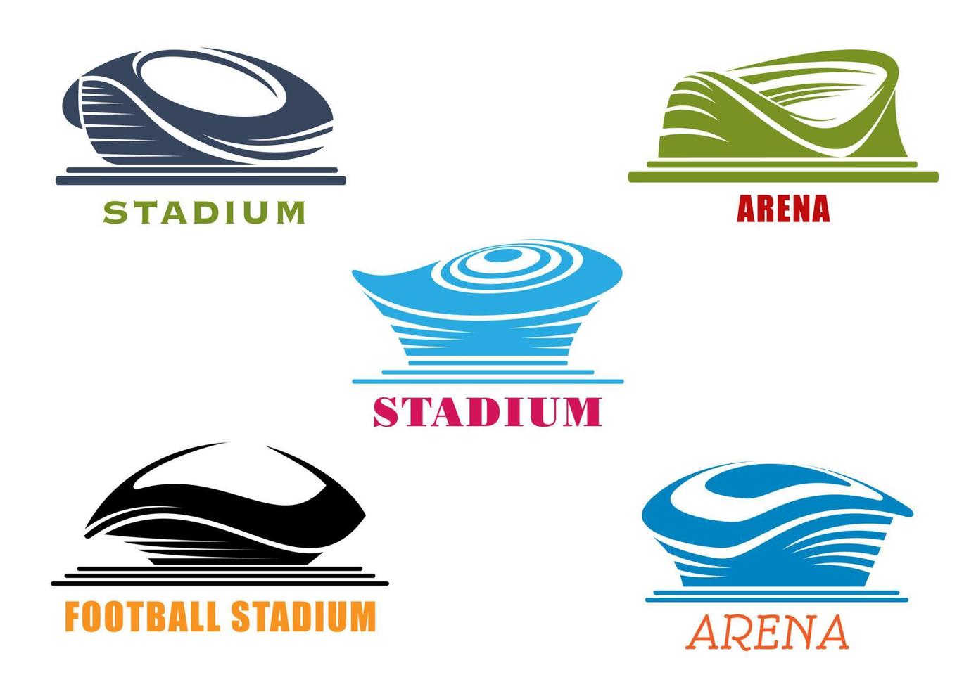 ícones abstratos de estádios e arenas de esportes modernos vetor