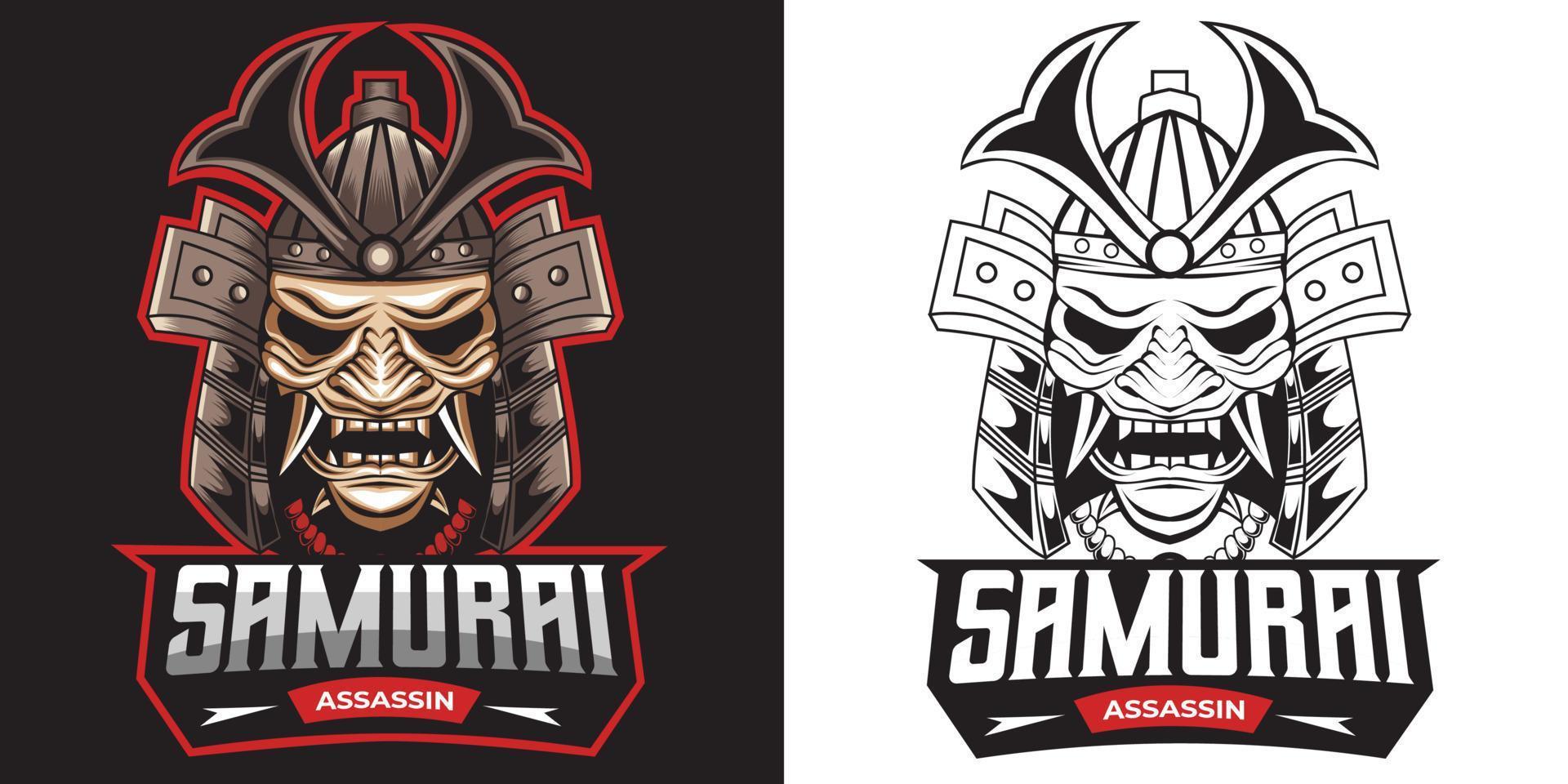 design de mascote de logotipo samurai assassino esport vetor