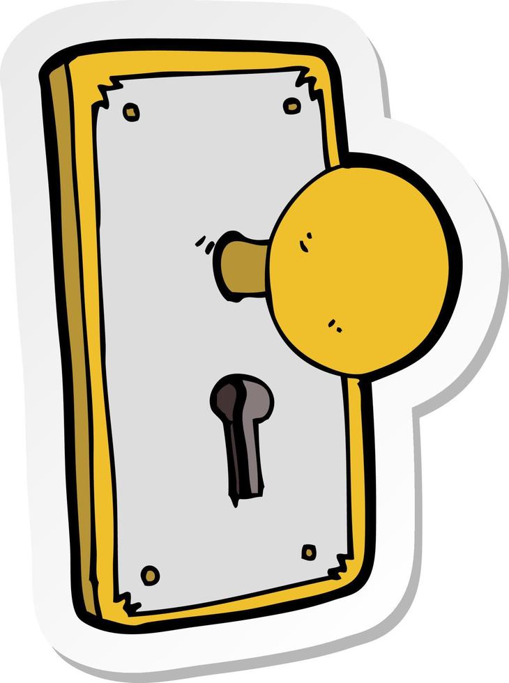 adesivo de uma maçaneta de porta de desenho animado vetor