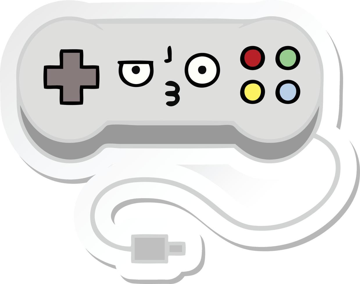 adesivo de um controlador de jogo de desenho animado fofo vetor