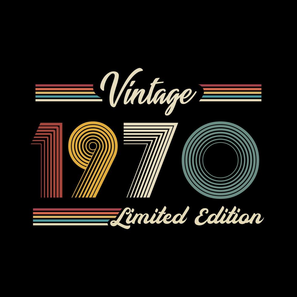 vetor de design de camiseta de edição limitada retrô vintage de 1970