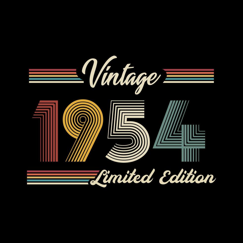 vetor de design de camiseta de edição limitada retrô vintage de 1954