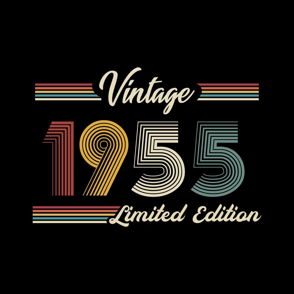 1955 vetor de design de camiseta de edição limitada retrô vintage de 1955