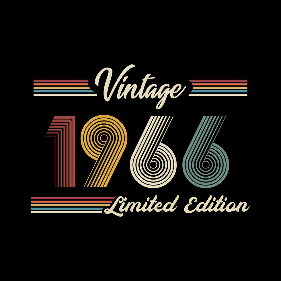 vetor de design de camiseta de edição limitada retrô vintage de 1966
