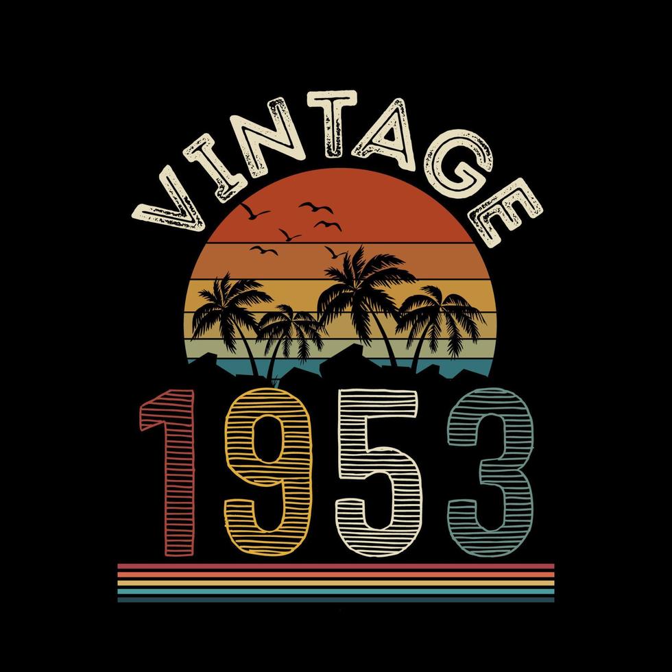 design de camiseta retrô vintage de 1953, vetor, fundo preto vetor