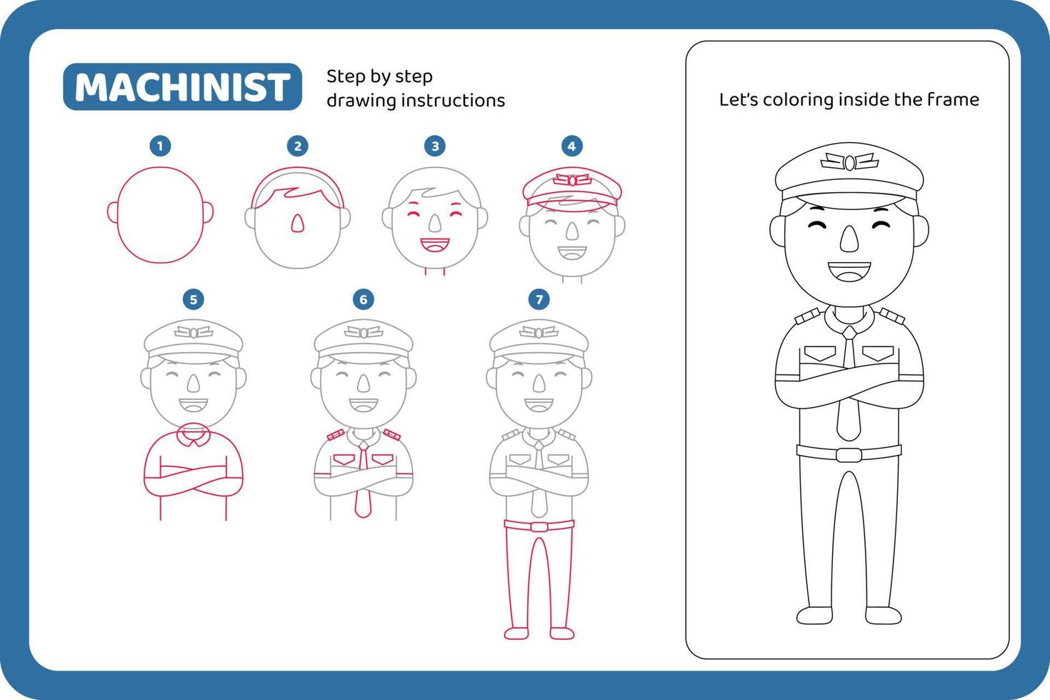 como desenhar vetor tutorial de profissão de maquinista