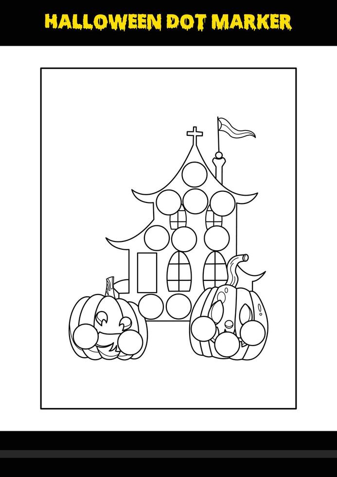 página para colorir de marcador de ponto de halloween para crianças. design de página de coloração de arte de linha para crianças. vetor