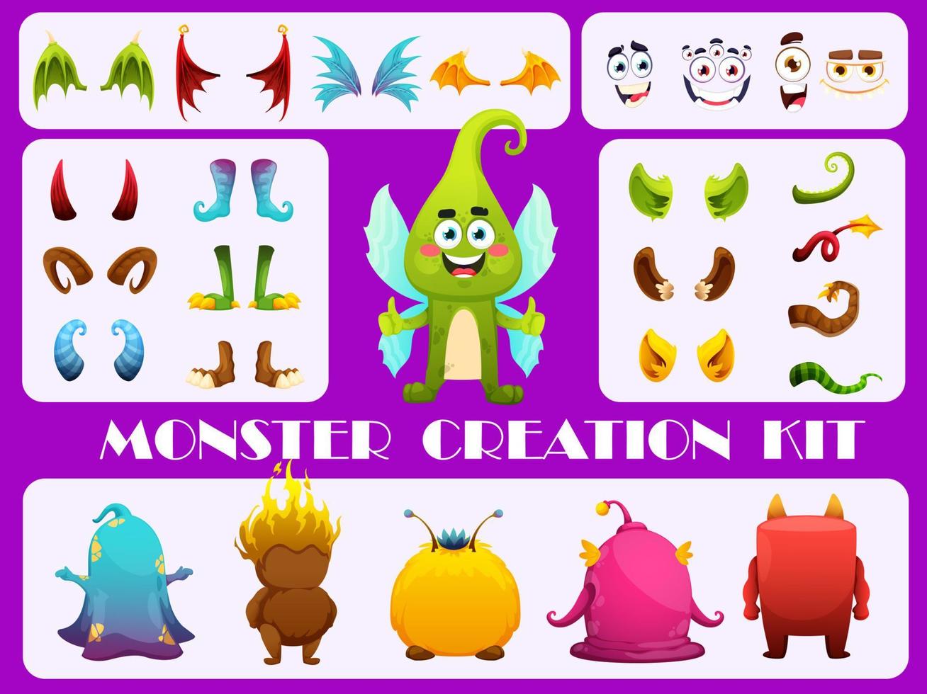 kit de criação de monstros para construir personagem de fantasia vetor