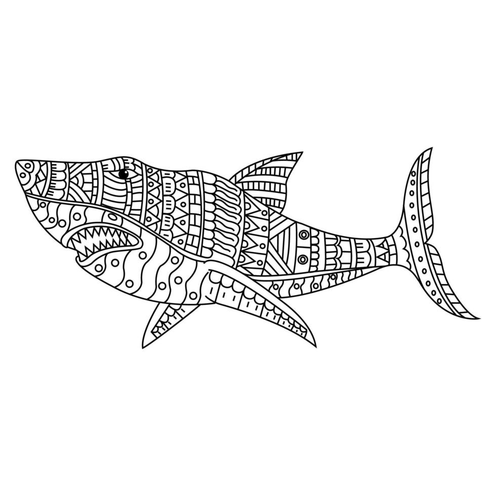 arte de linha de tubarão vetor