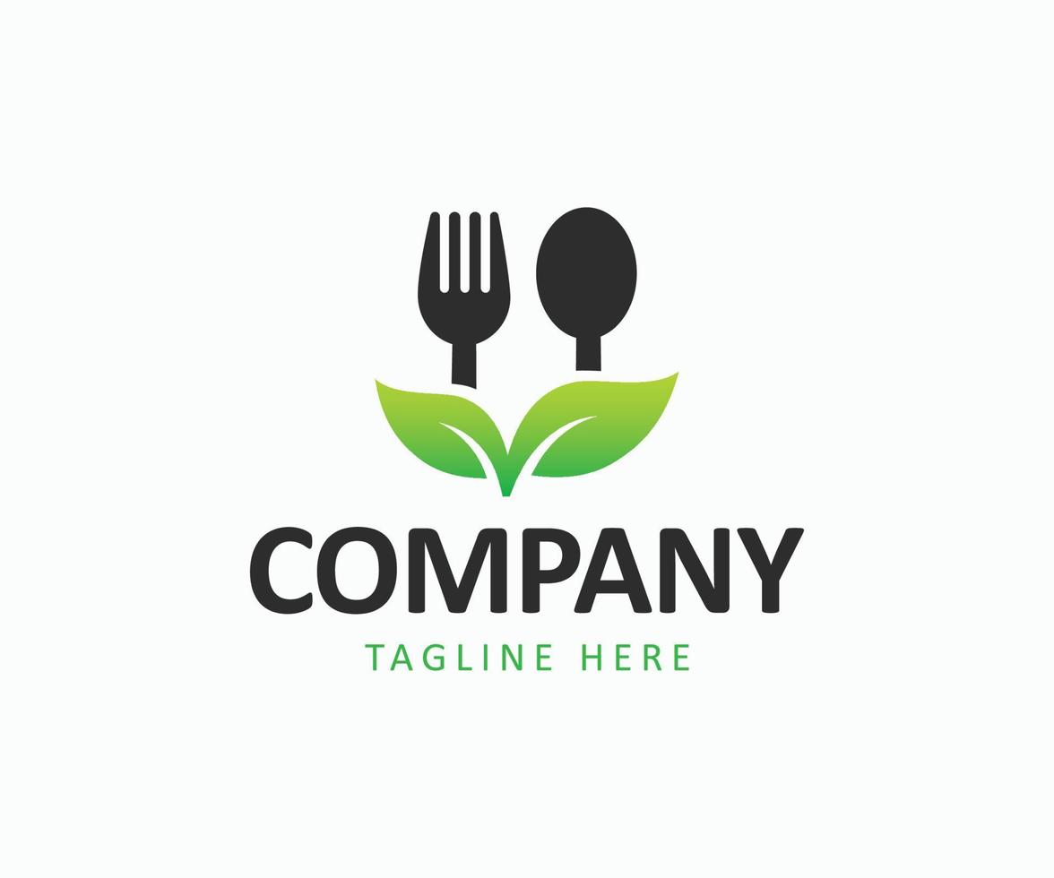 logotipo de alimentos saudáveis orgânicos. modelo de logotipo de comida verde vetor