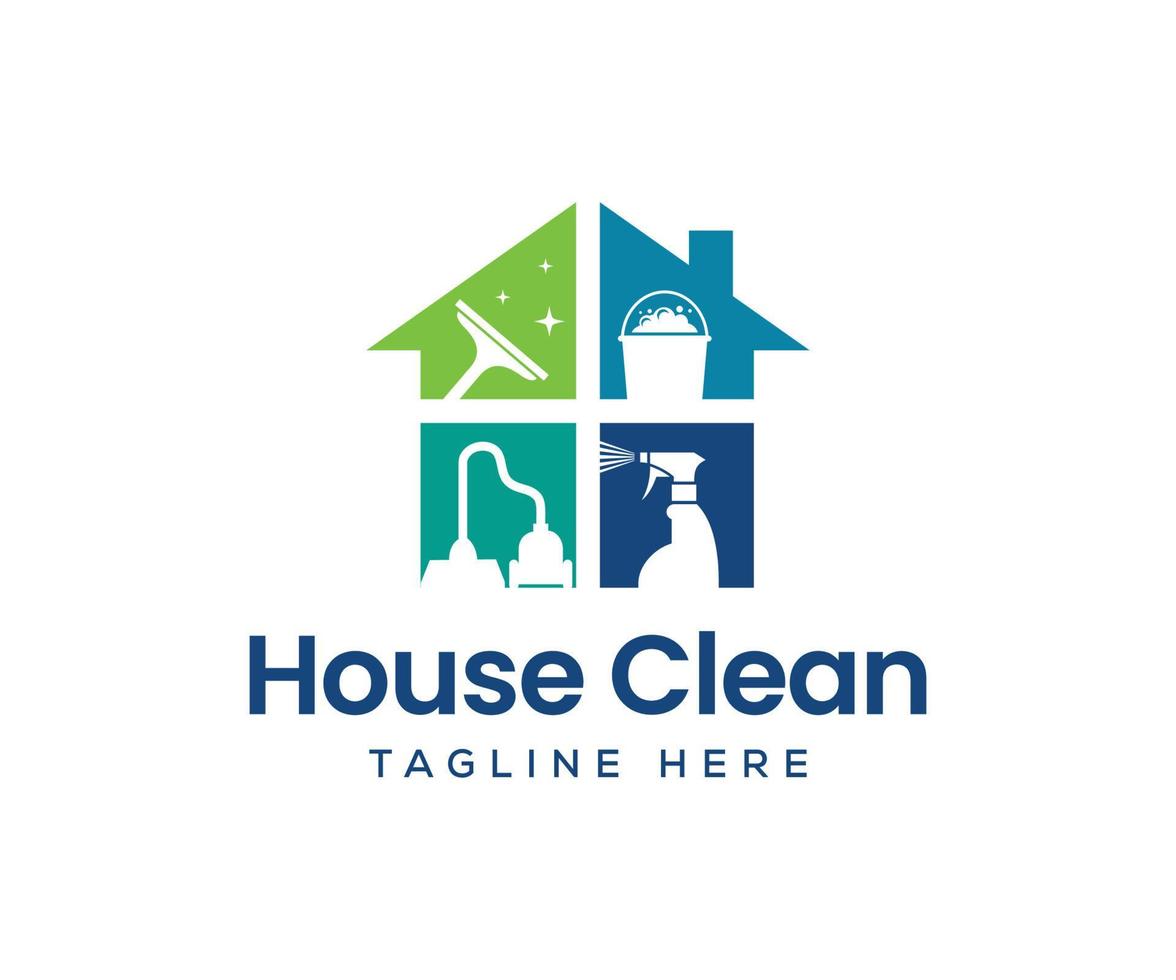 design de logotipo limpo da casa. modelo de logotipo de limpeza em casa vetor