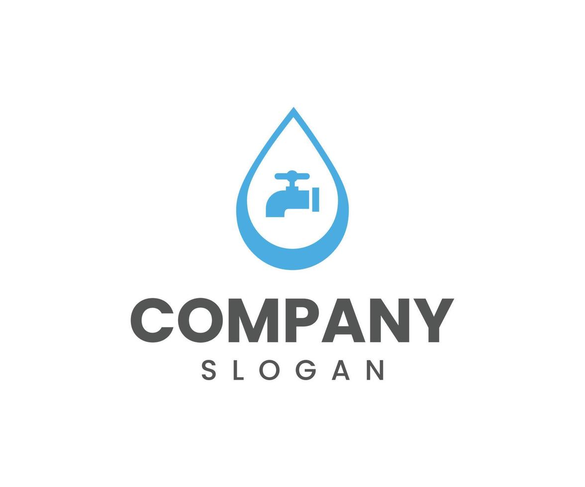 modelo de design de logotipo de encanamento de torneira de água. design de logotipo de gota de água vetor