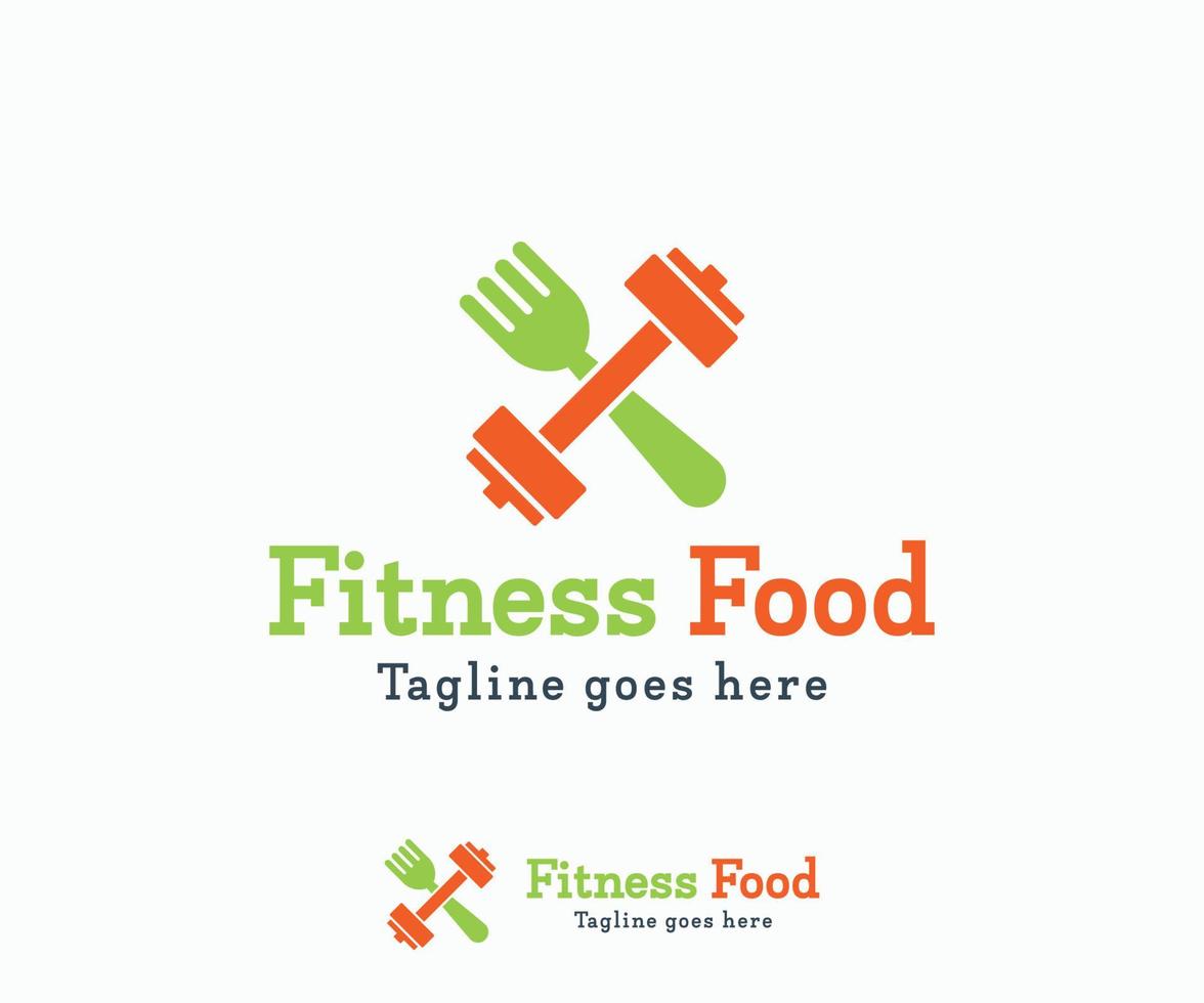 modelo de design de logotipo de comida fitness. logotipo de comida de academia vetor