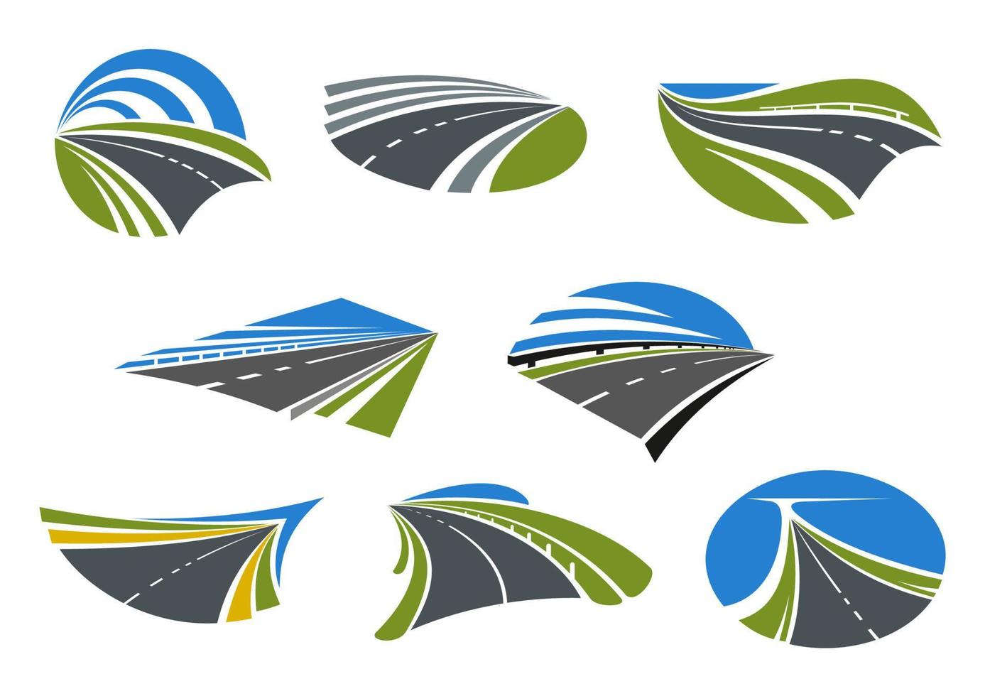 ícones de estradas e rodovias de velocidade vetor