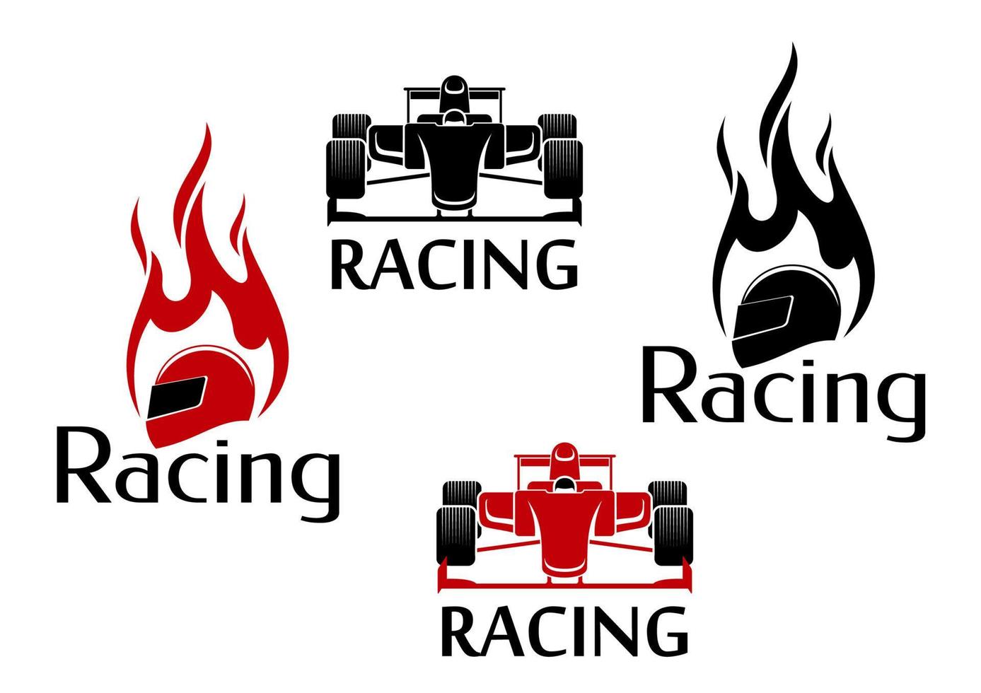 ícones de corridas de carros e automobilismo vetor