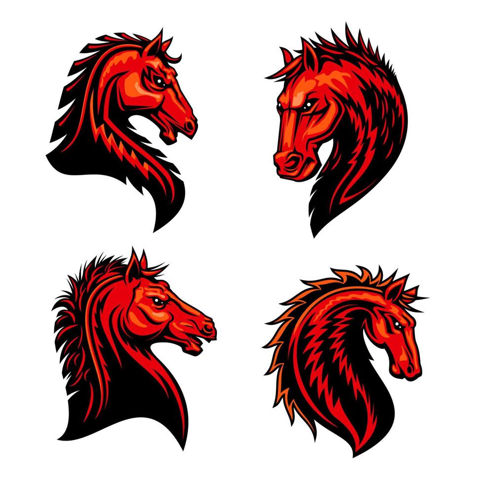 mascote de cavalo flamejante, mustang, bronco ou cavalo de corrida vetor