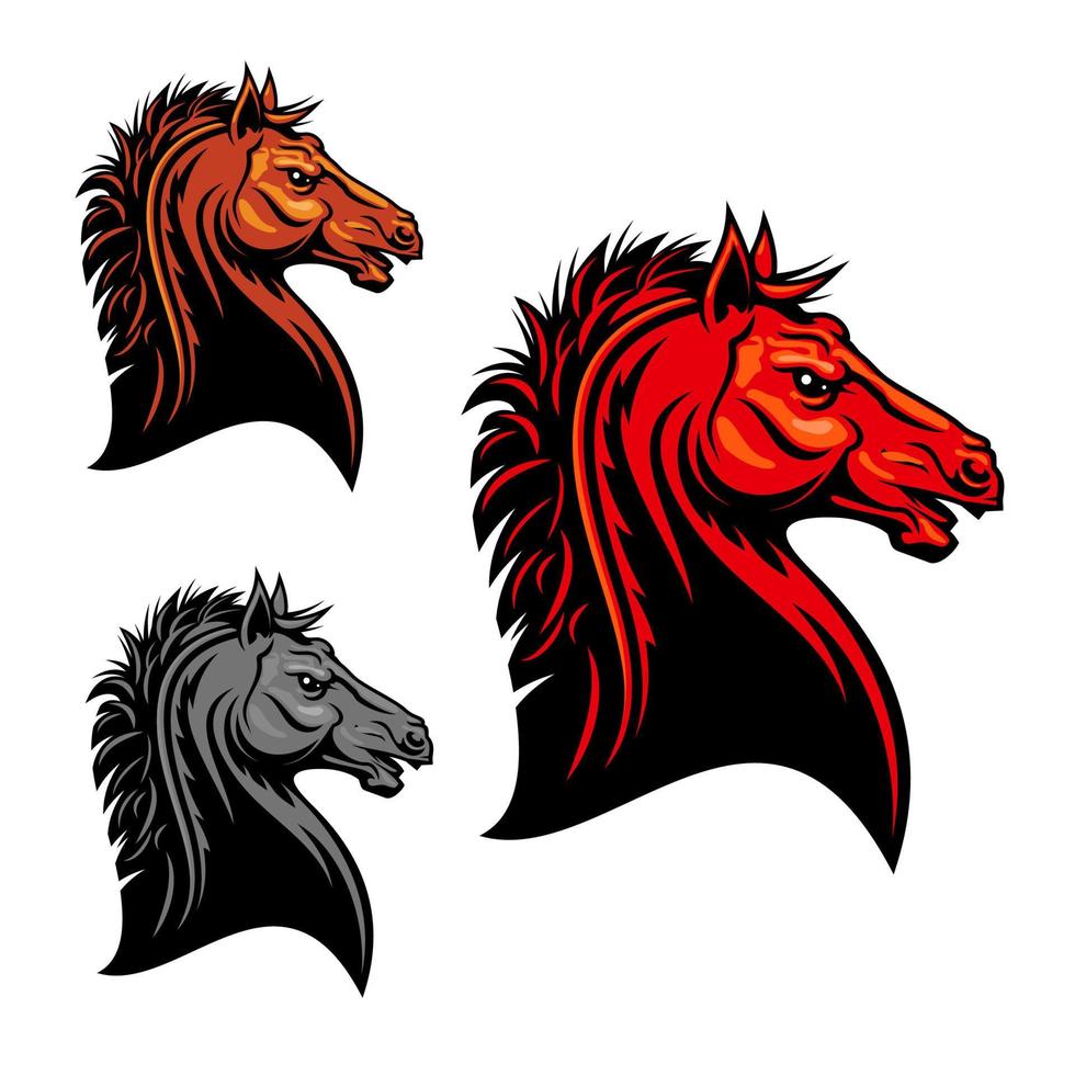 design de mascote tribal de cavalo mustang selvagem vermelho ardente vetor