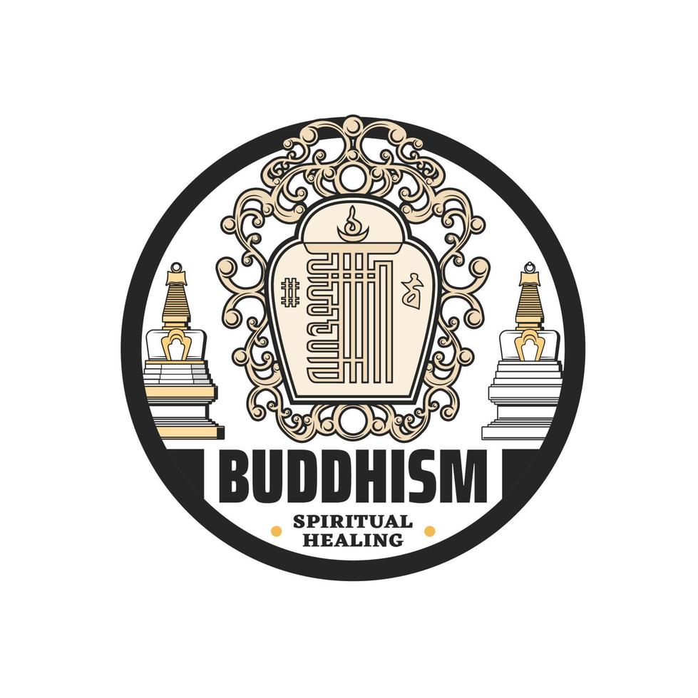 ícone da religião do budismo, santuário de stupa do templo de buda vetor